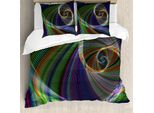 Abakuhaus Set Copripiumino Digitale Per Letti Matrimoniali, Movimento A Spirale Dinamico, Antiacaro, Adatto A Chi Soffre Di Allergie, Con Federe, Viola Verde