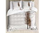 Abakuhaus Copripiumino Rustico, Neve Invernale Gelida, Antiacaro, Adatto A Chi Soffre Di Allergie, Con Federe, 200 Cm X 200 Cm - 80 X 80 Cm, Bianco-Marrone