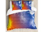 Abakuhaus Copripiumino, Galaxy Sun Clouds, Antiacaro, Adatto A Chi Soffre Di Allergie, Con Federe, 155 Cm X 220 Cm - 80 X 80 Cm, Arancione Blu