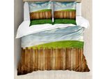 Abakuhaus Copripiumino Ackerland, Cielo Nuvoloso Sopra Il Giardino, Antiacaro, Adatto A Chi Soffre Di Allergie, Con Federe, 200 Cm X 200 Cm - 80 X 80 Cm, Verde Marrone