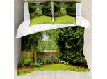 Abakuhaus Copripiumino Ackerland, Pine Trees Hinterhof, Antiacaro, Adatto A Chi Soffre Di Allergie, Con Federe, 155 Cm X 220 Cm - 80 X 80 Cm, Verde