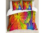 Abakuhaus Copripiumino Fractal, Motivi Colorati Vivaci, Antiacaro, Adatto A Chi Soffre Di Allergie, Con Federe, 155 Cm X 220 Cm - 80 X 80 Cm, Multicolore