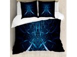 Abakuhaus Set Copripiumino Moderno Per Letti Matrimoniali, Effetto Spettrale Astratto, Antiacaro, Adatto A Chi Soffre Di Allergie, Con Federe, Blu