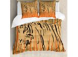 Abakuhaus Africa Copripiumino, Tigre Nella Giungla, Antiacaro, Adatto A Chi Soffre Di Allergie, Con Federe, 200 Cm X 200 Cm - 80 X 80 Cm, Pesca Arancione