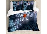 Abakuhaus Copripiumino Fractal, Motivo Floreale Luminoso, Antiacaro, Adatto A Chi Soffre Di Allergie, Con Federe, 155 Cm X 220 Cm - 80 X 80 Cm, Blu Lilla
