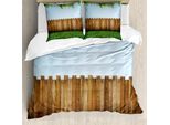 Abakuhaus Copripiumino Ackerland, Nature Yard Field Plank, Antiacaro, Adatto A Chi Soffre Di Allergie, Con Federe, 155 Cm X 220 Cm - 80 X 80 Cm, Verde Marrone
