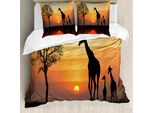 Abakuhaus Africa Copripiumino, Giraffa Nella Foresta Selvaggia, Antiacaro Adatto A Chi Soffre Di Allergie Con Federe, 200 Cm X 200 Cm - 80 X 80 Cm, Arancione Nero
