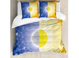 Abakuhaus Copripiumino, Sun Beams Sky Stelle, Antiacaro, Adatto A Chi Soffre Di Allergie, Con Federe, 155 Cm X 220 Cm - 80 X 80 Cm, Blu Giallo