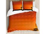 Abakuhaus Africa Copripiumino, Safari Tramonto Con Gabbiano, Antiacaro Adatto A Chi Soffre Di Allergie Con Federe, 155 Cm X 220 Cm - 80 X 80 Cm, Arancione Bruciato Nero