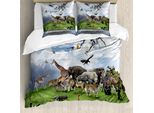 Abakuhaus Set Copripiumino Con Animali Per Letti Matrimoniali, Collage Di Animali Tropicali, Antiacaro, Adatto A Chi Soffre Di Allergie, Con Federe, Multicolore