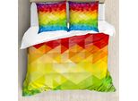 Abakuhaus Set Copripiumino Geometrico Per Letti Matrimoniali, Triangoli Colorati, Antiacaro, Adatto A Chi Soffre Di Allergie, Con Federe, Rosso Cinabro, Senape, Verde Lime, Azzurro Cielo