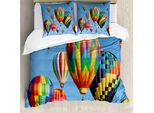 Set Copripiumino Abakuhaus Per Letti Matrimoniali, Travel Fun Sky, Antiacaro, Adatto A Chi Soffre Di Allergie, Con Federe, Blu