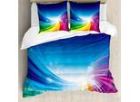 Abakuhaus Copripiumino Colorato, Pop Art Funky A Onde, Antiacaro, Adatto A Chi Soffre Di Allergie, Con Federe, 200 Cm X 200 Cm - 80 X 80 Cm, Multicolore