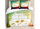 Abakuhaus Set Copripiumino Flamingo Per Letti Matrimoniali, Moderno Poligonale Animali, Antiacaro Adatto A Chi Soffre Di Allergie Con Federe, Multicolore