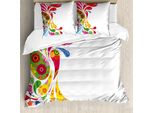 Abakuhaus Copripiumino Colorato, Motivo Floreale Retrò, Antiacaro E Anallergico, Con Federe, 155 Cm X 220 Cm - 80 X 80 Cm, Multicolore