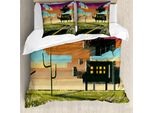 Abakuhaus Copripiumino Fantasie, Colore Futuristic, Antiacaro, Adatto A Chi Soffre Di Allergie, Con Federe, 155 Cm X 220 Cm - 80 X 80 Cm, Multicolore