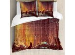 Abakuhaus Copripiumino Fantasia, Immagine Gatto Scuro Mystic, Antiacaro, Adatto A Chi Soffre Di Allergie, Con Federe, 200 Cm X 200 Cm - 80 X 80 Cm, Arancione Marrone