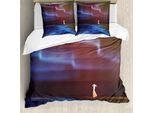 Abakuhaus Copripiumino Fantasia, Cielo Psichedelico Con Stelle, Antiacaro, Adatto A Chi Soffre Di Allergie, Con Federe, 155 Cm X 220 Cm - 80 X 80 Cm, Blu Lilla
