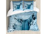 Abakuhaus Copripiumino Waterfall, Montagne Innevate, Antiacaro, Adatto A Chi Soffre Di Allergie, Con Federe, 200 Cm X 200 Cm - 80 X 80 Cm, Blu Petrolio