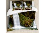 Abakuhaus Copripiumino Waterfall, Cascate In Montagna, Antiacaro, Adatto A Chi Soffre Di Allergie, Con Federe, 155 Cm X 220 Cm - 80 X 80 Cm, Verde E Marrone