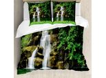 Abakuhaus Copripiumino Waterfall, Lake Garden Waterfall, Antiacaro, Adatto A Chi Soffre Di Allergie, Con Federe, 200 Cm X 200 Cm - 80 X 80 Cm, Verde