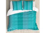 Abakuhaus Copripiumino Astratto, Strisce Digitali, Antiacaro, Adatto A Chi Soffre Di Allergie, Con Federe, 155 Cm X 220 Cm - 80 X 80 Cm, Turchese Azzurro