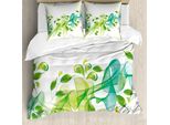 Abakuhaus Copripiumino Astratto, Motivo Floreale Astratto, Antiacaro, Adatto A Chi Soffre Di Allergie, Con Federe, 155 Cm X 220 Cm - 80 X 80 Cm, Giallo, Verde E Blu