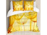 Abakuhaus Copripiumino Giallo, Giardino Estivo Con Denti Di Leone, Antiacaro, Adatto A Chi Soffre Di Allergie, Con Federe, 200 Cm X 200 Cm - 80 X 80 Cm, Calendula E Bianco