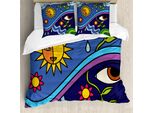 Abakuhaus Copripiumino Astratto, Sunny Natur Blumen, Antiacaro, Adatto A Chi Soffre Di Allergie, Con Federe, 155 Cm X 220 Cm - 80 X 80 Cm, Multicolore