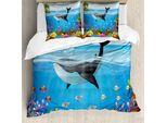 Abakuhaus Copripiumino Wal, Wal In Ocean Planet, Antiacaro, Adatto A Chi Soffre Di Allergie, Con Federe, 200 Cm X 200 Cm - 80 X 80 Cm, Blu Scuro Arancione