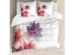 Abakuhaus Copripiumino Astratto, Fiori E Foglie, Antiacaro, Adatto A Chi Soffre Di Allergie, Con Federe, 200 Cm X 200 Cm - 80 X 80 Cm, Rosa, Lilla E Arancione