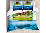 Abakuhaus Set Copripiumino Wal Per Letti Matrimoniali, Ocean Rainbow Disegnato A Mano, Antiacaro, Adatto A Chi Soffre Di Allergie, Con Federe, Multicolore