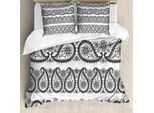 Abakuhaus Copripiumino Paisley, Tema Invernale Fiori, Antiacaro, Adatto A Chi Soffre Di Allergie, Con Federe, 155 Cm X 220 Cm - 80 X 80 Cm, Bianco E Nero