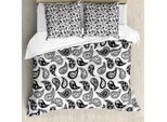 Abakuhaus Copripiumino Paisley, Motivi Floreali Vari, Antiacaro, Adatto A Chi Soffre Di Allergie, Con Federe, 155 Cm X 220 Cm - 80 X 80 Cm, Grigio E Nero
