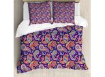 Abakuhaus Copripiumino Paisley, Motivi Hippie Retrò, Antiacaro, Adatto A Chi Soffre Di Allergie, Con Federe, 200 Cm X 200 Cm - 80 X 80 Cm, Viola