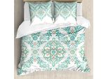 Abakuhaus Copripiumino Tradizionale, Fiori Vintage Boho, Antiacaro, Adatto A Chi Soffre Di Allergie, Con Federe, 200 Cm X 200 Cm - 80 X 80 Cm, Verde Tan