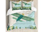 Abakuhaus Copripiumino Vintage, Avventura In Aereo Sky, Antiacaro, Adatto A Chi Soffre Di Allergie, Con Federe, 155 Cm X 220 Cm - 80 X 80 Cm, Multicolore
