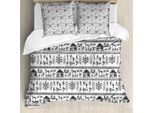 Abakuhaus Copripiumino Tribale, Arte Tribale, Antiacaro, Adatto A Chi Soffre Di Allergie, Con Federe, 200 Cm X 200 Cm - 80 X 80 Cm, Bianco E Nero