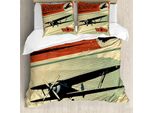 Abakuhaus Copripiumino Vintage, Avventura In Aereo, Antiacaro, Adatto A Chi Soffre Di Allergie, Con Federe, 155 Cm X 220 Cm - 80 X 80 Cm, Multicolore
