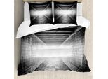 Abakuhaus Horror Haus Copripiumino, Tunnel Della Notte Oscura, Antiacaro Adatto A Chi Soffre Di Allergie Con Federe, 155 Cm X 220 Cm - 80 X 80 Cm, Bianco E Nero