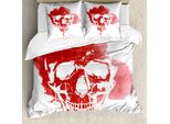 Abakuhaus Copripiumino Horror House, Scheletro Gotico, Antiacaro, Adatto A Chi Soffre Di Allergie, Con Federe, 200 Cm X 200 Cm - 80 X 80 Cm, Corallo