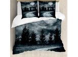 Abakuhaus Horror Haus Copripiumino, Paesaggio Al Tramonto, Antiacaro, Adatto A Chi Soffre Di Allergie, Con Federe, 200 Cm X 200 Cm - 80 X 80 Cm, Grigio