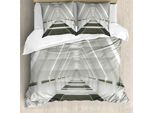 Abakuhaus Copripiumino Space, Fantascienza, Antiacaro, Adatto A Chi Soffre Di Allergie, Con Federe, 200 Cm X 200 Cm - 80 X 80 Cm, Verde Militare Grigio Chiaro