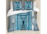 Abakuhaus Copripiumino Space, Stampa Ufo Galactic, Antiacaro, Adatto A Chi Soffre Di Allergie, Con Federe, 200 Cm X 200 Cm - 80 X 80 Cm, Blu E Bianco