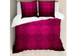 Abakuhaus Set Copripiumino Geometrico Per Letti Matrimoniali, Forme Rettangolari, Antiacaro, Adatto A Chi Soffre Di Allergie, Con Federe, Colore Fucsia Marrone Castagna