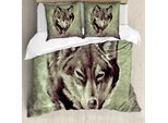 Abakuhaus Copripiumino Con Tatuaggi, Winter Wild Wolf Forest, Antiacaro, Adatto A Chi Soffre Di Allergie, Con Federe, 155 Cm X 220 Cm - 80 X 80 Cm, Bianco E Nero