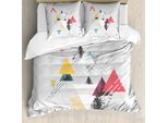 Abakuhaus Set Copripiumino Astratto Per Letti Matrimoniali, Triangolo Geometrico, Antiacaro, Adatto A Chi Soffre Di Allergie, Con Federe, Grigio Chiaro