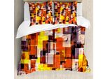 Abakuhaus Copripiumino Astratto, Pittura Moderna, Antiacaro, Adatto A Chi Soffre Di Allergie, Con Federe, 200 Cm X 200 Cm - 80 X 80 Cm, Arancione, Giallo E Bianco