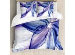 Abakuhaus Copripiumino Astratto, Fiori Geometrici, Antiacaro, Adatto A Chi Soffre Di Allergie, Con Federe, 155 Cm X 220 Cm - 80 X 80 Cm, Blu, Bianco E Viola