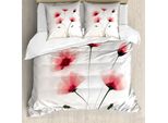 Abakuhaus Copripiumino Astratto, Romantici Boccioli Di Fiori, Antiacaro, Adatto A Chi Soffre Di Allergie, Con Federe, 200 Cm X 200 Cm - 80 X 80 Cm, Rosa, Verde E Bianco
